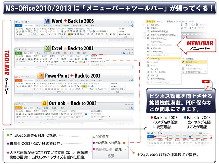 MS-Office2010/2013に「メニューバー＋ツールバー」が帰ってくる！